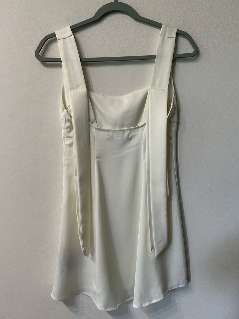 Urban Outfitters White Satin Tie Back MiniDress S Square Neck Cocktail Party